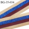 Galon 35 mm couleur beige bordeaux et bleu pailleté largeur 35 mm prix au mètre