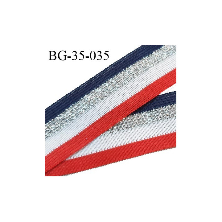 Galon 35 mm couleur bleu blanc rouge et argenté largeur 35 mm prix au mètre