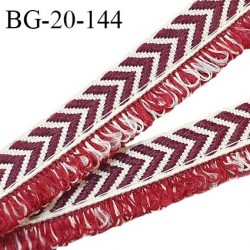 Galon frange 20 mm couleur beige et bordeaux largeur de la bande 10 mm + 9 mm de franges prix au mètre