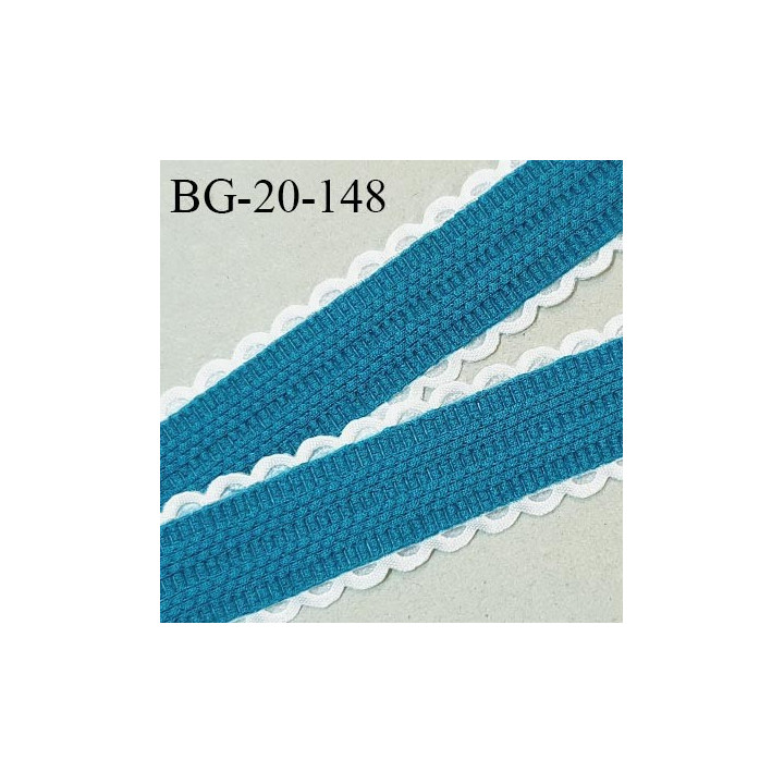 Galon picots 20 mm couleur bleu canard largeur de la bande 16 mm + 2 mm de picots blancs de chaque côté prix au mètre