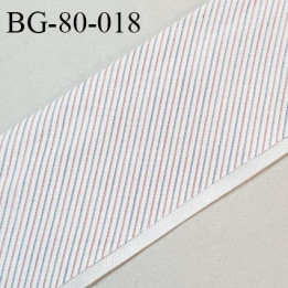 Galon rehausse 80 cm couleur blanc à rayures bleu et rouge épaisseur fine largeur 80 cm prix au mètre