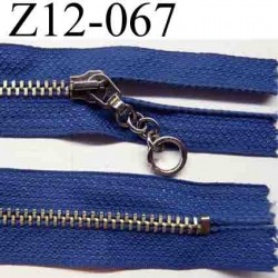 fermeture zip à glissière longueur 12 cm couleur bleu non séparable zip métal nikel largeur 2.5 cm largeur du zip 5 mm