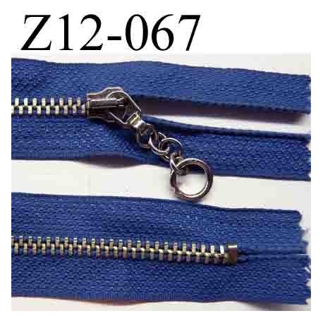 fermeture éclair longueur 12 cm couleur bleu non séparable zip métal nikel largeur 2.5 cm largeur du zip 5 mm