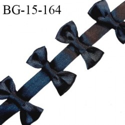 Galon ruban 15 mm style satin couleur noir largeur 15 mm avec un noeud de 5 cm de large tous les 3 cm prix au mètre