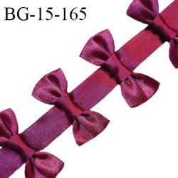 Galon ruban 15 mm style satin couleur bordeaux largeur 15 mm avec un noeud de 5 cm de large tous les 3 cm prix au mètre
