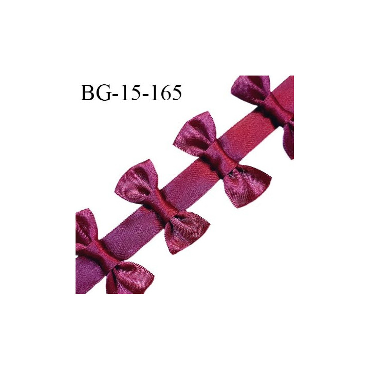 Galon ruban 15 mm style satin couleur bordeaux largeur 15 mm avec un noeud de 5 cm de large tous les 3 cm prix au mètre