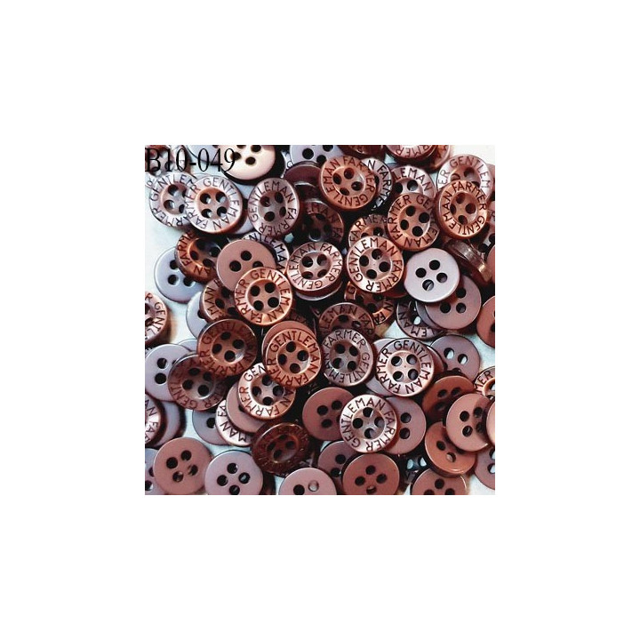 Bouton 10 mm très haut de gamme inscription Gentleman Farmer couleur marron tirant sur l'aubergine 4 trous prix à la pièce