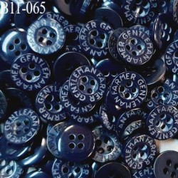 Bouton 11 mm très haut de gamme inscription Gentleman Farmer couleur bleu nuit tirant sur le noir 4 trous prix à la pièce