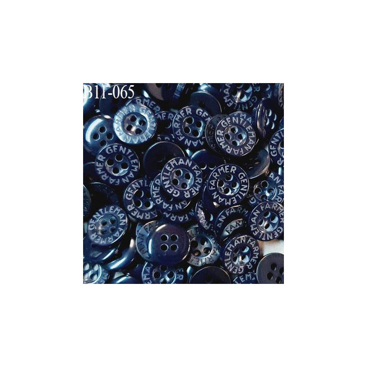 Bouton 11 mm très haut de gamme inscription Gentleman Farmer couleur bleu nuit tirant sur le noir 4 trous prix à la pièce