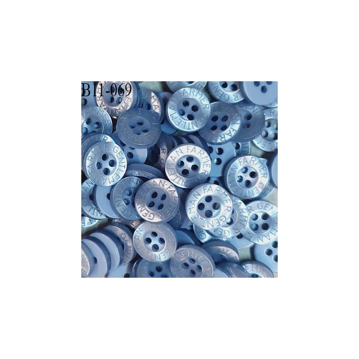 Bouton 11 mm très haut de gamme inscription Gentleman Farmer couleur bleu 4 trous prix à la pièce