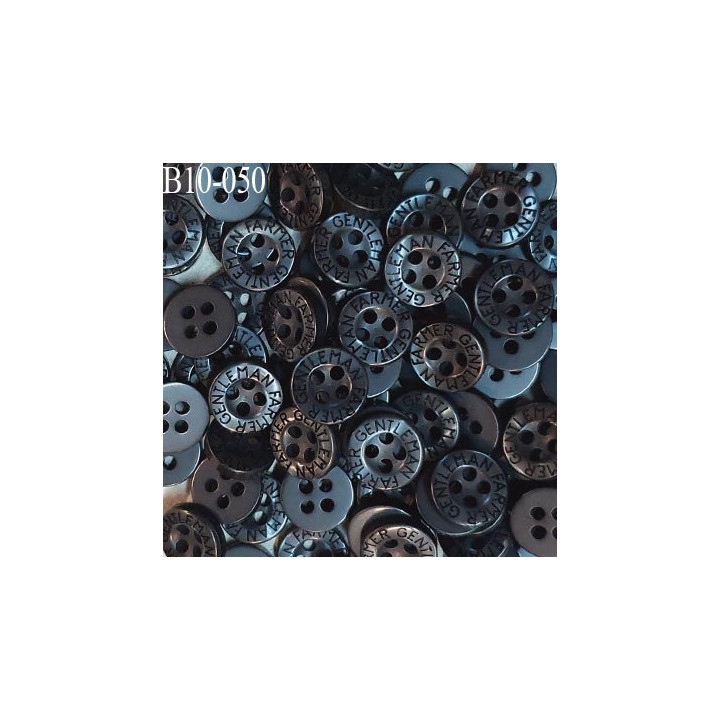 Bouton 10 mm très haut de gamme inscription Gentleman Farmer couleur gris très foncé 4 trous prix à la pièce