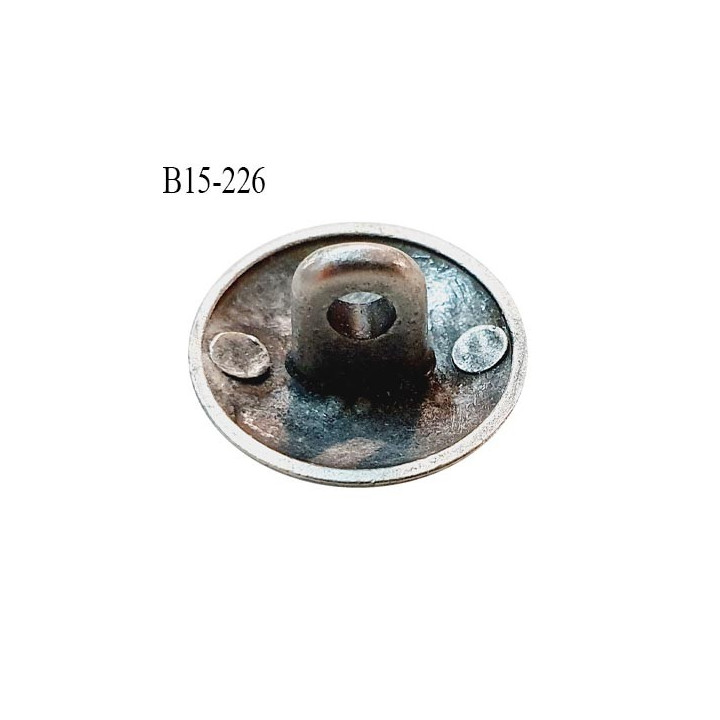 Bouton 15 mm couleur chrome avec motif accroche avec un anneau diamètre 15 mm épaisseur 1 mm prix à la pièce