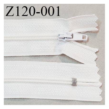 Fermeture zip 120 cm non séparable couleur écru largeur 2.7 cm longueur 120 cm glissière nylon prix à la pièce