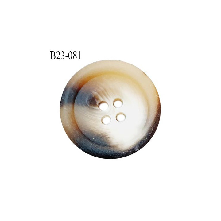 Bouton 23 mm couleur beige et marron 4 trous diamètre 23 mm épaisseur 4 mm prix à l'unité