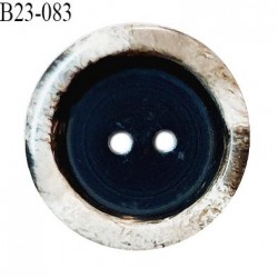 Bouton 23 mm couleur noir avec un contour au coloris effet marbre 2 trous diamètre 23 mm épaisseur 6 mm prix à l'unité