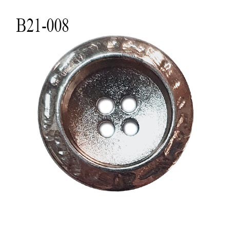 Bouton 21 mm en métal couleur acier chromé 4 trous diamètre 21 mm épaisseur 4.5 mm prix à l'unité