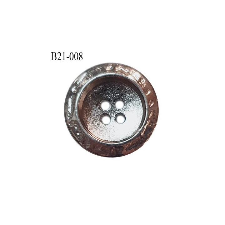 Bouton 21 mm en métal couleur acier chromé 4 trous diamètre 21 mm épaisseur 4.5 mm prix à l'unité