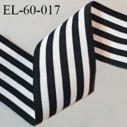 Elastique plat 60 mm haut de gamme couleur noir et blanc pailleté élastique fin et souple fabriqué en France prix au mètre