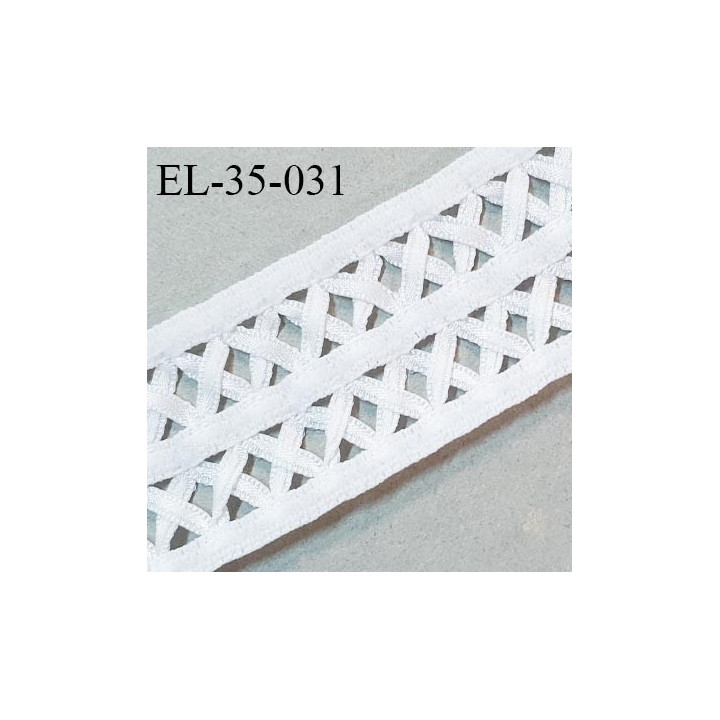 Elastique entre deux 38 mm haut de gamme couleur blanc fabriqué en France allongement +50% largeur 38 mm prix au mètre