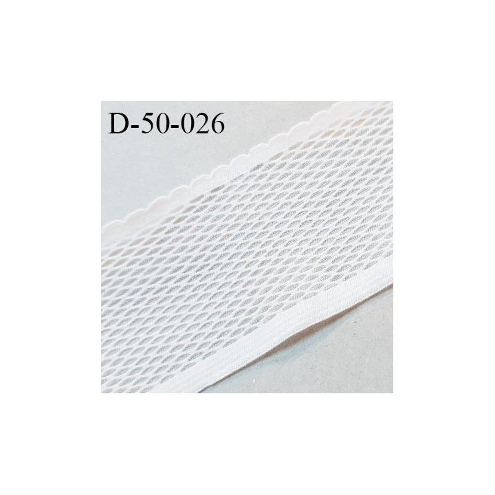 Dentelle résille élastique 50 mm avec picots haut de gamme couleur écru prix au mètre