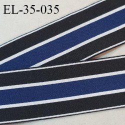 Elastique 35 mm spécial lingerie sport et caleçon couleur noir bleu et blanc haut de gamme fabriqué en France prix au mètre