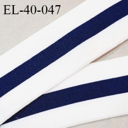 Elastique 40 mm spécial lingerie sport et caleçon couleur bleu et blanc haut de gamme fabriqué en France prix au mètre