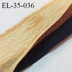 Elastique 38 mm spécial lingerie et autres couleur doré et noir avec rebord pré plié sur 1 cm fabriqué en France prix au mètre