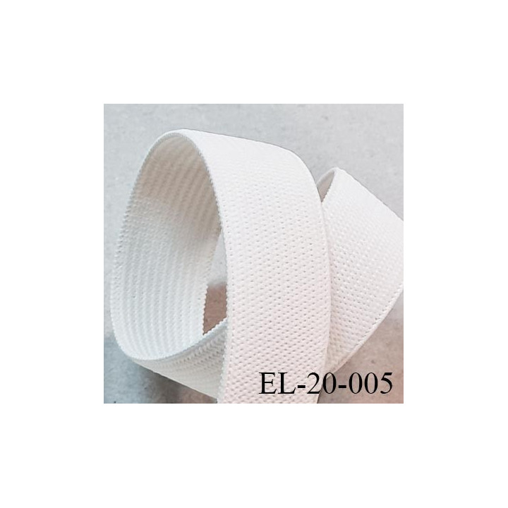 élastique plat souple largeur 20 mm couleur blanc vendu au mètre