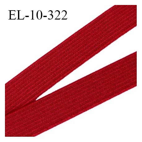 Elastique 10 mm couleur rouge brodé sur les bords bonne élasticité allongement +140% largeur 10 mm prix au mètre