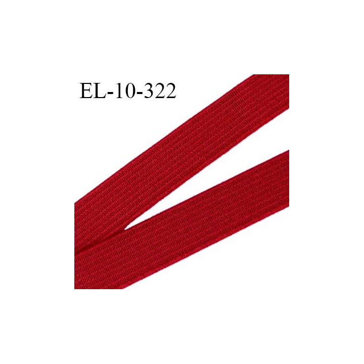 Elastique 10 mm couleur rouge brodé sur les bords bonne élasticité allongement +140% largeur 10 mm prix au mètre