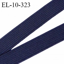 Elastique semi rigide 10 mm couleur bleu marine brodé sur les bords bonne élasticité allongement +140% prix au mètre