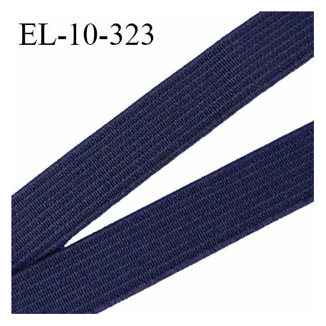 Elastique semi rigide 10 mm couleur bleu marine brodé sur les bords bonne élasticité allongement +140% prix au mètre