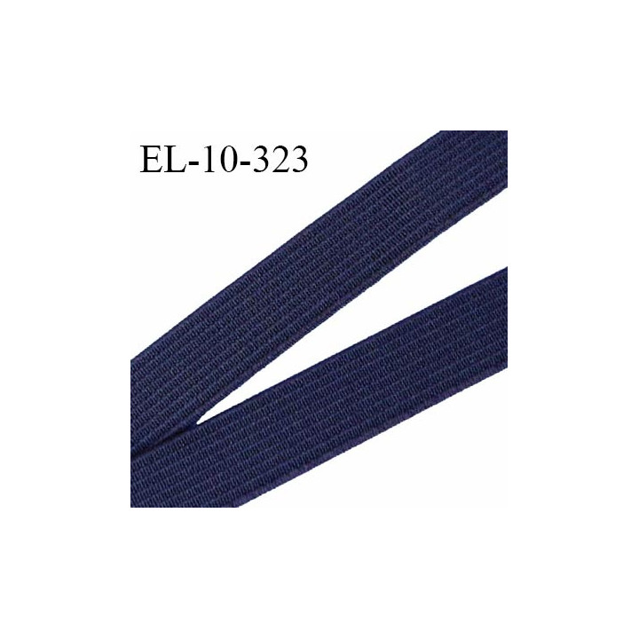 Elastique semi rigide 10 mm couleur bleu marine brodé sur les bords bonne élasticité allongement +140% prix au mètre