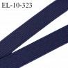 Elastique semi rigide 10 mm couleur bleu marine brodé sur les bords bonne élasticité allongement +140% prix au mètre