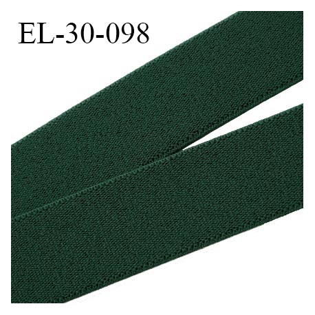 Elastique ceinture et bretelle 30 mm tissé serré couleur vert bonne élasticité allongement +110% largeur 30 mm prix au mètre