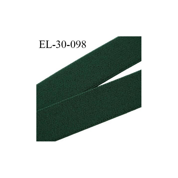 Elastique ceinture et bretelle 30 mm tissé serré couleur vert bonne élasticité allongement +110% largeur 30 mm prix au mètre