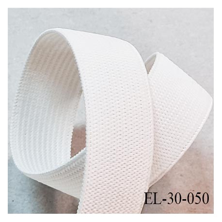 Elastique 30 mm plat tissé couleur naturel blanc souple largeur 30 mm fabriqué en France prix au mètre