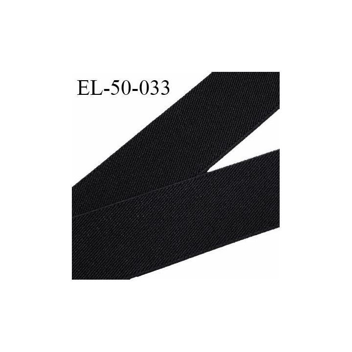 Elastique plat 50 mm couleur noir brodé sur les bords bonne élasticité allongement +70% largeur 50 mm prix au mètre
