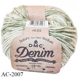 Pelote Coton à tricoter et au crochet couleur vert Natura Denim poids 50 grs longueur 75m REF 352