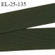Elastique plat 25 mm brodé sur les bords couleur vert kaki bonne élasticité allongement +130% largeur 25 mm prix au mètre