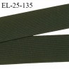 Elastique plat 25 mm brodé sur les bords couleur vert kaki bonne élasticité allongement +130% largeur 25 mm prix au mètre