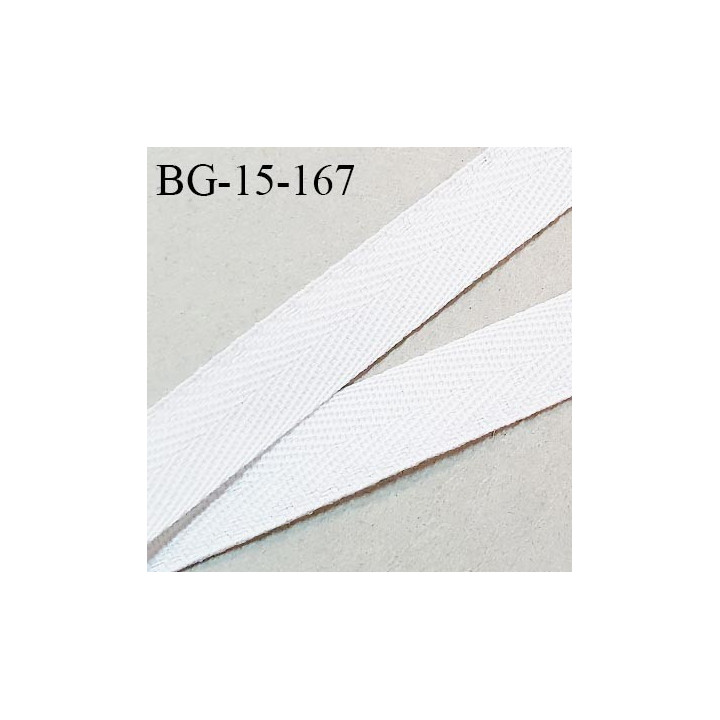 Biais sergé 15 mm couleur blanc très solide largeur 15 mm prix au mètre