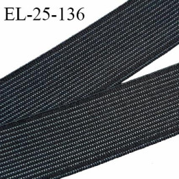 Elastique plat 25 mm tissé gris et noir  bonne élasticité allongement +160% largeur 25 mm prix au mètre