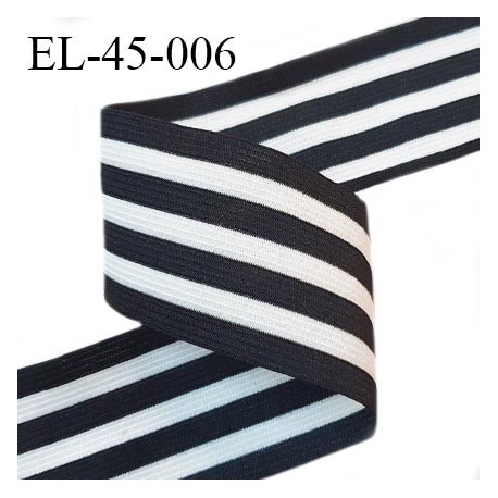 Elastique plat 45 mm haut de gamme couleur noir et blanc pailleté élastique fin et souple fabriqué en France prix au mètre