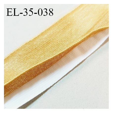 Elastique 38 mm spécial lingerie et autres couleur doré et blanc avec rebord pré plié sur 1 cm fabriqué en France prix au mètre