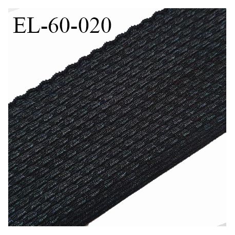 Elastique picot 60 mm haut de gamme couleur noir effet damier satiné élastique fin et souple fabriqué en France prix au mètre