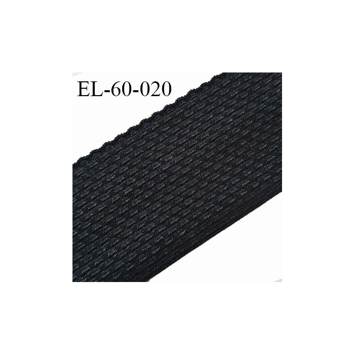 Elastique picot 60 mm haut de gamme couleur noir effet damier satiné élastique fin et souple fabriqué en France prix au mètre