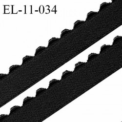 Elastique froufrou 11 mm couleur vert avec froufrou blanc rayé largeur de l'élastique 6 mm + 5 mm de froufrou prix au mètre