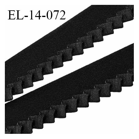 Elastique 14 mm lingerie haut de gamme fabriqué en France couleur noir largeur 14 mm allongement +180% prix au mètre