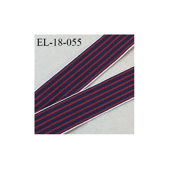 Elastique 18 mm lingerie et autres couleur bleu marine et bordeaux allongement +150% largeur 18 mm prix au mètre